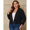 Women Plus Size Casual Blazer Open Front 3/4 Gathered Sleeve Work Office Business Cardigan Jackets - image 4 of 4