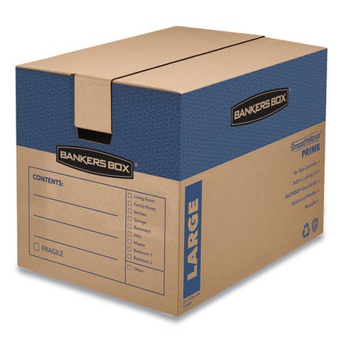 Bankers Box SmoothMove Prime Moving/Storage Boxes, Hinged Lid, Regular Slotted Container (RSC), 18" x 24" x 18", Brown/Blue, 6/Carton - image 1 of 4