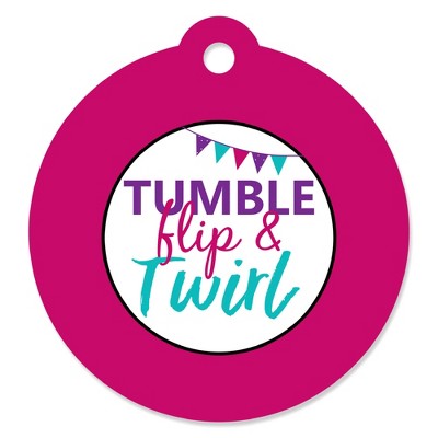 Big Dot of Happiness Tumble, Flip & Twirl - Gymnastics - Birthday Party or Gymnast Party Favor Gift Tags (Set of 20)