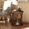 JIONJOY Round Farmhouse Side Table with X-Detail Base - 2 of 4