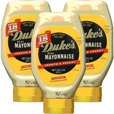 Duke's Real Mayonnaise, 18oz Easy Squeeze Bottle (Pack of 3)
