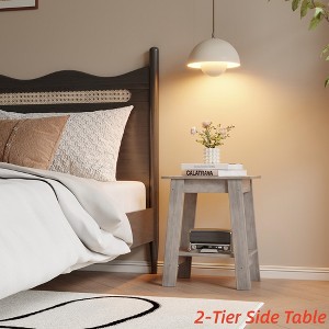 End Table with Storage & Night Stand 2-Tier Side Table - Compact Farmhouse Bedside Table for Small Bedrooms, Living Room Accent Furniture - 1 of 4