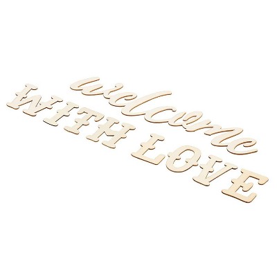 Genie Crafts Unfinished Wood Letter Cutouts Word Sign for Craft & Wall Decor, Welcome with Love