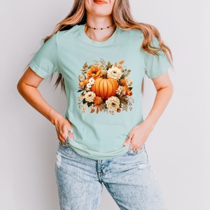 Simply Sage Market Pumpkin Floral Arrangement Short Sleeve Tee - 1 of 4