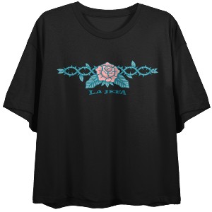 Rose & Thorns La Jefa Women's Black Short Sleeve Crop Tee - 1 of 3