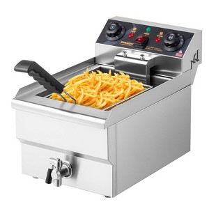 ROVSUN 12.5QT Electric Deep Fryer w/Basket & Lid, 1700W Commercial Countertop Kitchen Frying Machine, Temperature Adjustable Stainless Steel Fryer - 1 of 4