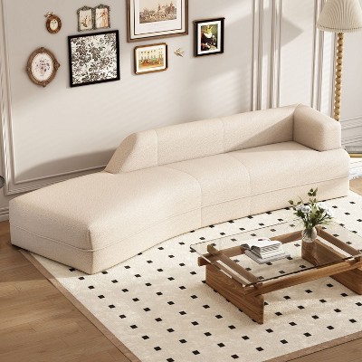 Modern Boucle Sofa, Curved Chaise Lounge, Sleeper Couch for Living Room, Bedroom, Office, Indoor Furniture - Maison Boucle
