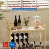 Homhougo Gold Bar Cart with Wheels, Home Bar Serving Cart with Wine Rack and Glass Holder,  2 Tier Bar Cart for Kitchen Living Room Dining Room - 3 of 4