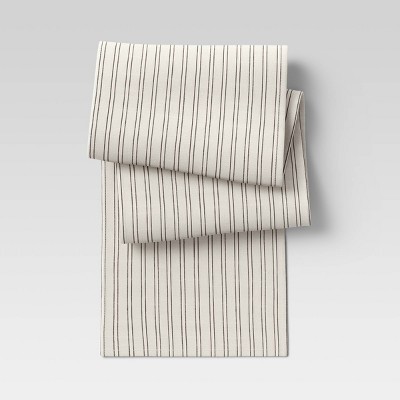 72" x 14" Cotton Striped Table Runner Natural - Threshold™