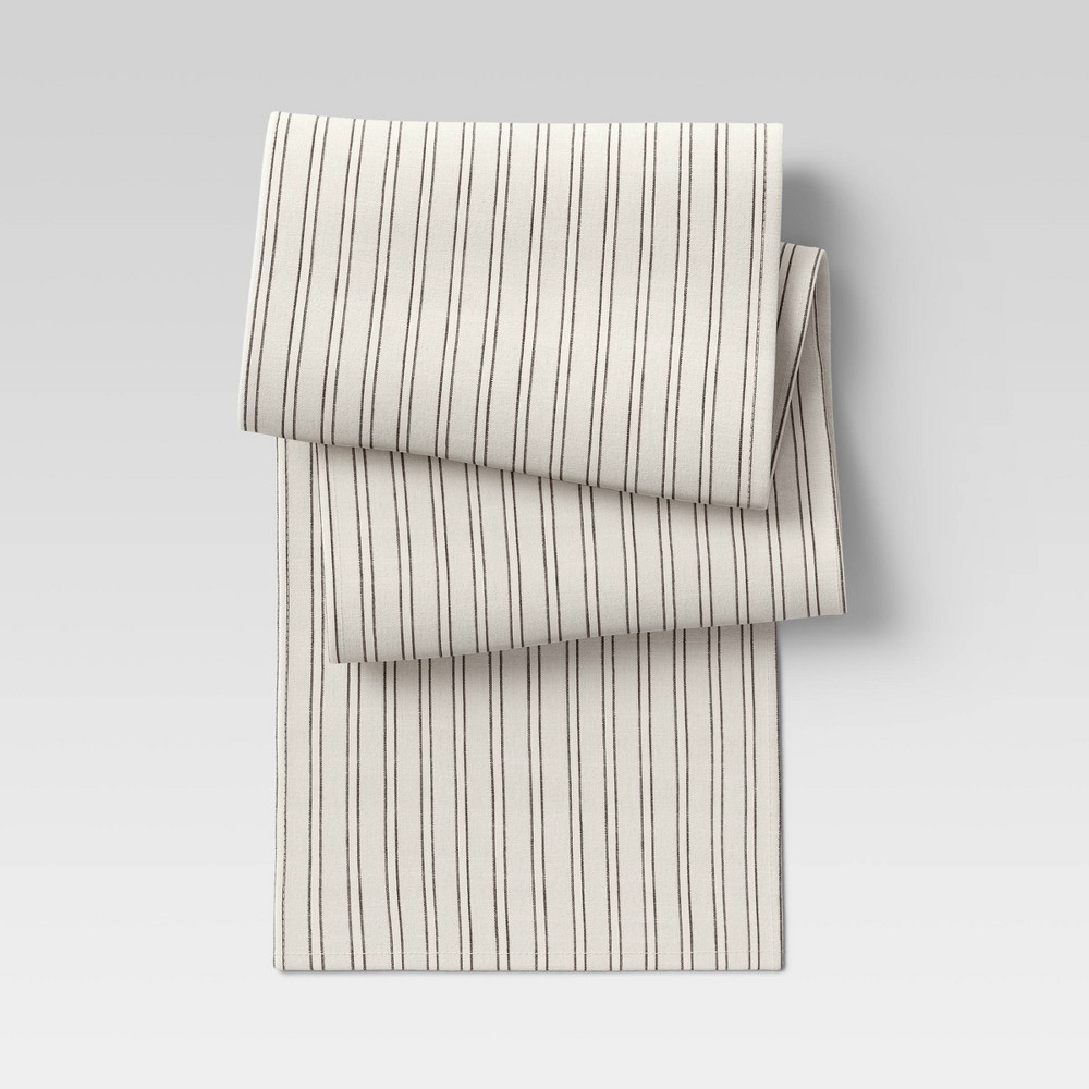 Photos - Tablecloth / Napkin 72" x 14" Cotton Striped Table Runner Natural - Threshold™