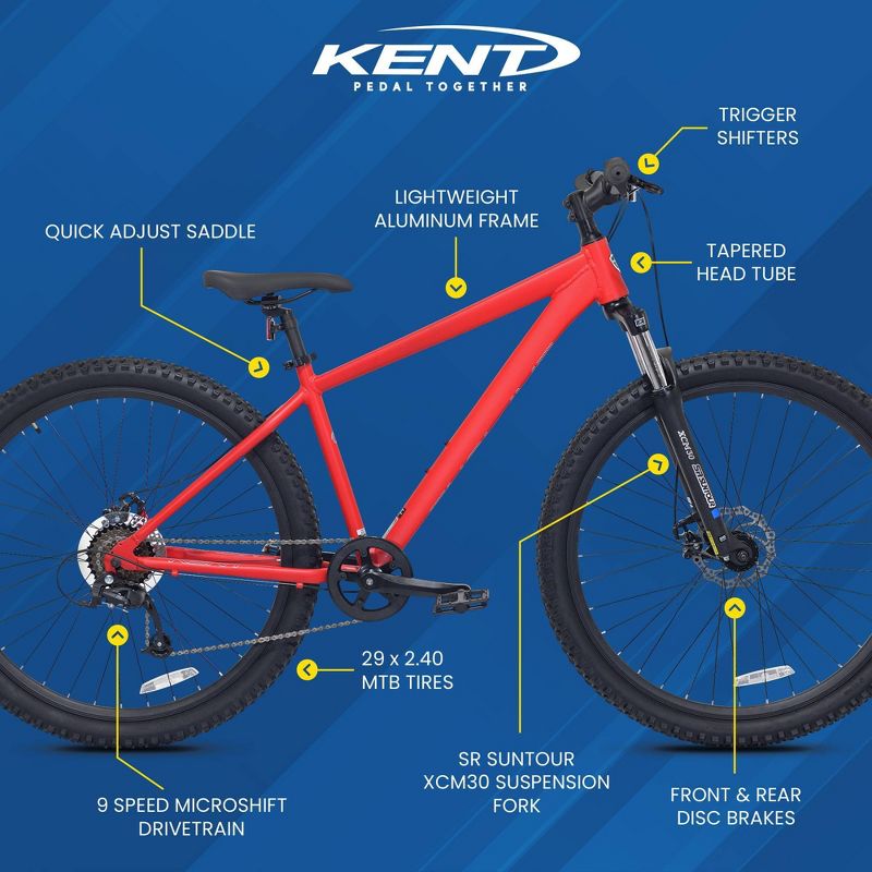 Kent Enclave 29&#34; Adult Mountain Bike - Dark Red, 5 of 11