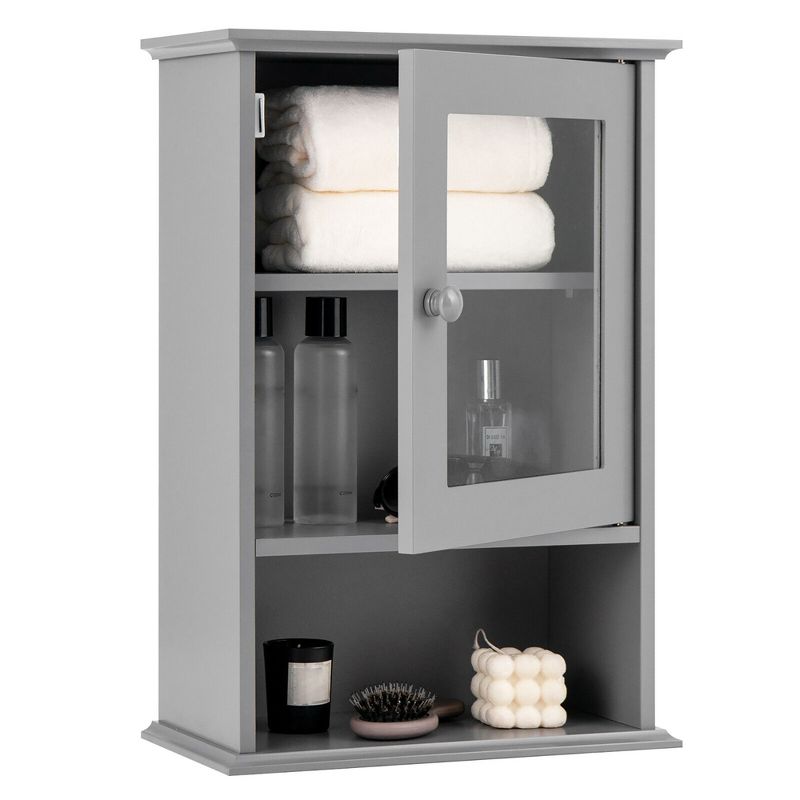 Tangkula Wall Mounted Bathroom Cabinet Storage Organize Hanging Medicine Adjustable Shelf, 1 of 11