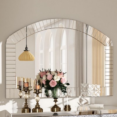39.3x27.5in Extra Large Mirrored Pleated Edge Arched Wall Mirror Decorative Venetian Mirrors