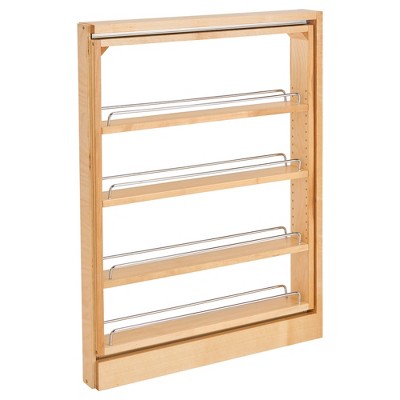 Rev-A-Shelf 432-BFBBSC-3C 3-Inch Base Cabinet Filler Soft Close Pullout Kitchen Wooden Spice Rack Holder Shelves for Storage Organization