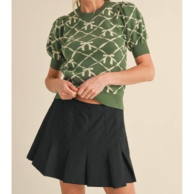 Women's Short Sleeve Bow Pattern Sweater - &merci