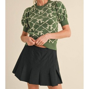 Women's Short Sleeve Bow Pattern Sweater - &merci - 1 of 4