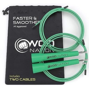 WOD Nation Adjustable Speed Jump Rope For Men, Women & Children, Fitness Skipping Rope for Boxing, MMA and Endurance (Green) - 1 of 4