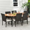 Tangkula 9 PCS Patio Rattan Dining Set Acacia Wood Table & 8 Patio Wicker Armchairs Mix Brown - 2 of 4