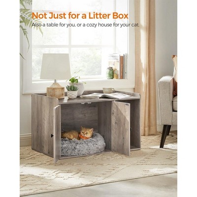 Greige Particleboard Modern Cat House Litter Box Enclosure