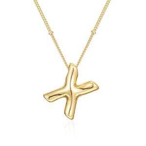 Bubble Letter Initial Necklace for Women, 14K Gold Plated Personalized Birthday Gift - 1 of 4