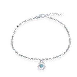 Caribbean Treasures Sterling Silver Larimar Crab Anklet - Blue 9+1 Inch - 1 of 2