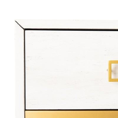 Katia White Wash and Gold 3-Drawer Transitional Chest