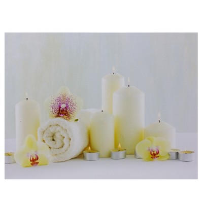 Northlight LED Lighted Candles and Orchids Spa Inspired Canvas Wall Art 15.75"