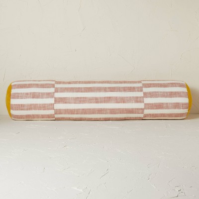 Oversized Bolster Woven Uneven Stripe Decorative Throw Pillow