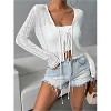 Women's Long Sleeve Tie-Front Cardigan Lightweight Cropped Knit Open Front Sweater - 2 of 4