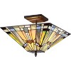 Homestock Kinsey 2-Light Tiffany Style Mission Semi Flush Ceiling Fixture With 14 In. Shade - 4 of 4