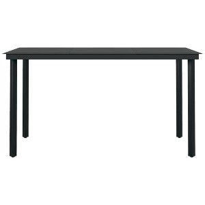 vidaXL Garden Dining Table Black Powder-coated steel, glass - 1 of 4
