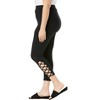 Roaman's Women's Plus Size Lattice Essential Stretch Capri Legging - 4 of 4