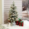 LuxenHome 3Ft Christmas Tree, Prelit Small Snow Flocked Christmas Tree with Metal Pot Stand, Battery Operated Artificial Christmas Tree Off-White - 4 of 4
