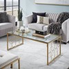 Khalilah Octagon Pattern Gold Metal and Glass Coffee Table Gold - Inspire Q: Elegant Tempered Glass, Loop Leg Design - image 2 of 4