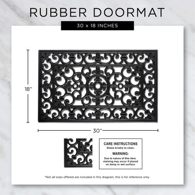 Sun Scroll Anti-Slip Rubber Outdoor Doormat, 18x30