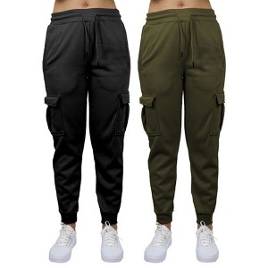 Blue Ice Apparel Women's Heavyweight Loose Fit Fleece-Lined Cargo Jogger Pants-2 Pack - 1 of 4