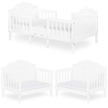 SweetPea Baby Rose 3-in-1 Convertible Toddler Bed in Lavender with New Zealand Pinewood White Safety Rail