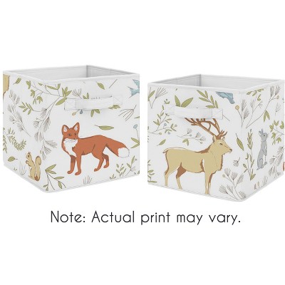 Woodland Animal Toile Foldable Fabric Storage Cubes Set