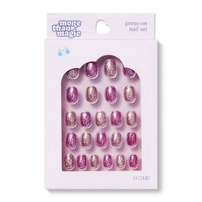 Press-on Nail Glitter Set - 24ct - More Than Magic™ Gold/Pink