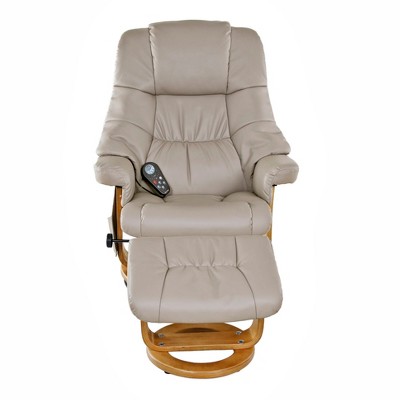 Plush 8 motor massage Leisure Recliner with Ottoman Beige - Relaxzen