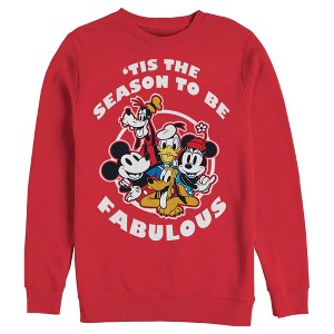 Men's Mickey & Friends Tis the Season to be Fabulous Sweatshirt - 1 of 4
