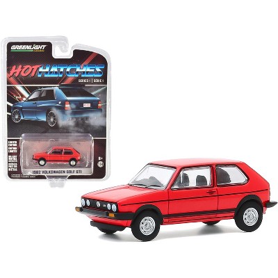 1982 Volkswagen Golf GTI Red with Black Stripes "Hot Hatches" Series 1 1/64 Diecast Model Car by Greenlight