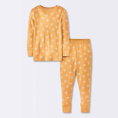 Image of Toddler 2pc Floral Snug Fit Cotton Pajama Set - Cloud Island™ Bronze Brown 12M