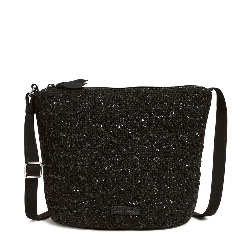 Black Bouclé Top Handle Cross Body Bag