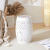 CAVINAS Flower Patten Ceramic Tile Outdoor Patio End Table,Waterproof Small Side Table for Patio,Garden,Balcony - 3 of 4