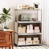Fortune Candy 3 Tier Metal Storage Cabinet with Doors, Modern Organizer, Open Shelf for Dining Room or Living Space - 3 of 4