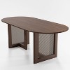 67 inch Vine Woven Oval Natural Wood Color Dining Table with 6 Dining chairs Suitable for Dining Room and Living Room - 2 of 4