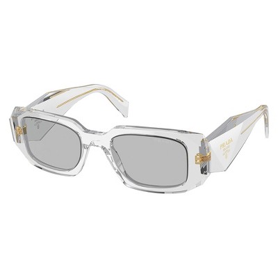 Prada PR 17WSF 12R30B Womens Rectangle Sunglasses Transparent Grey 51mm