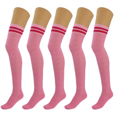 5 Pairs Over-the-Knee Thigh-High Cotton Socks for Women – Warm Boot Leg Warmers, Soft & Stretchy Knit Stockings