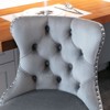 CAVINAS 24.8"-33"Chic Velvet Bar Stools Counter Height,Set of 2,360°Swivel Barstools with Adjustable Lifting,Back Tufted&Matte Silver Frame - 2 of 4